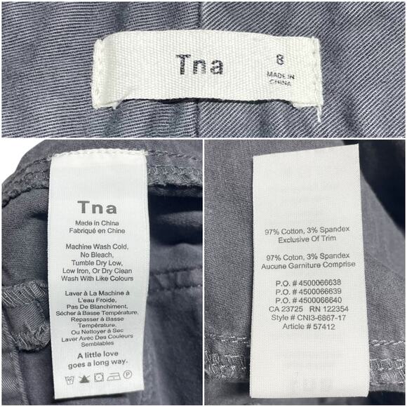 TNA ARITZIA Heroic Jogger Zip-Cuff Brushed Canvas Chino Pants Gray Size 8 - Picture 8 of 8